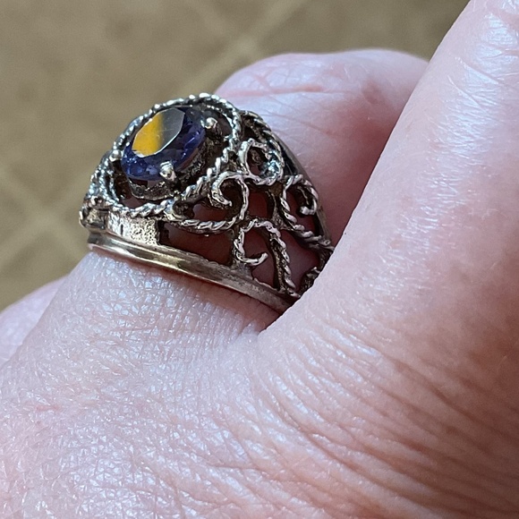 NWOT Sterling Silver 925 Filigree Amethyst Ring Size US 7.5 - Picture 4 of 9